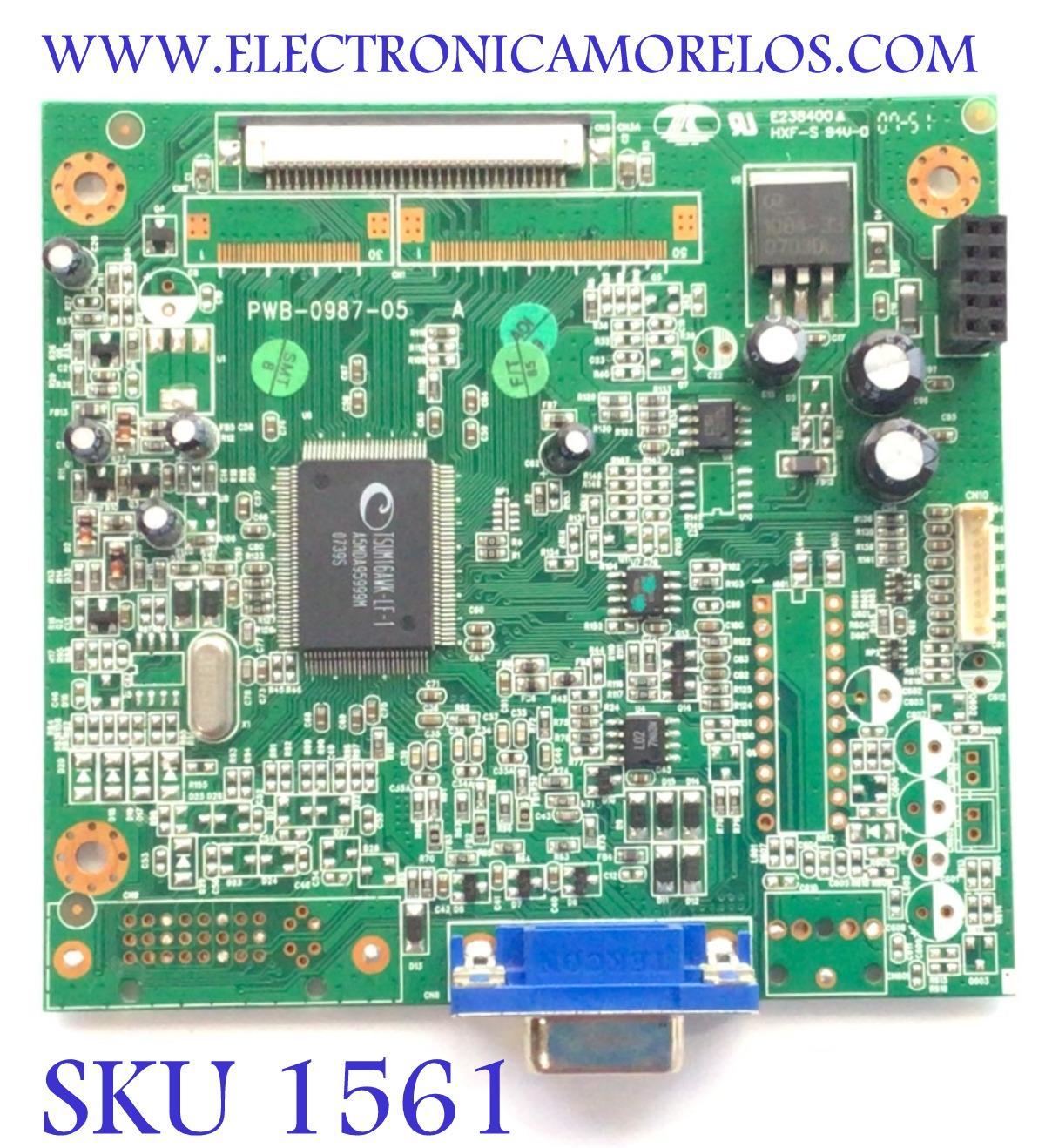 MAIN PARA MONITOR EMACHINES / NUMERO DE PARTE 750T0987A / PWB-0987-05 / MODELO E17T6W